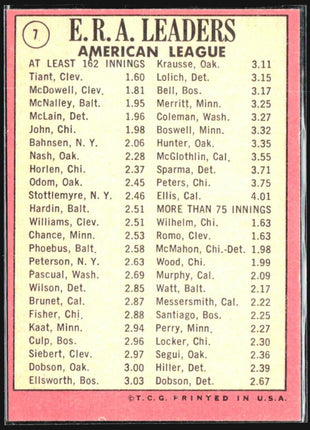 1969 Topps - League Leaders #7 Luis Tiant, Sam McDowell, Dave McNally