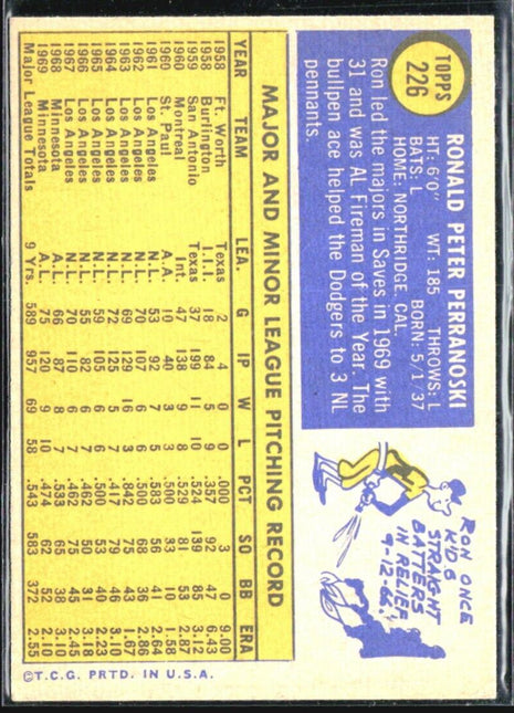 1970 Topps - #226 Ron Perranoski
