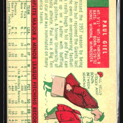 1959 Topps - #9 Paul Giel