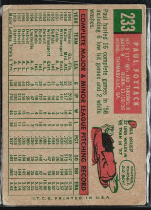 1959 Topps - grey back #233 Paul Foytack