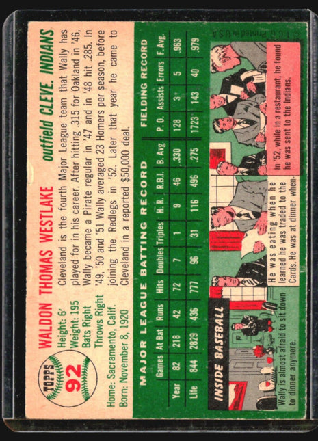 1954 Topps - #92 Wally Westlake