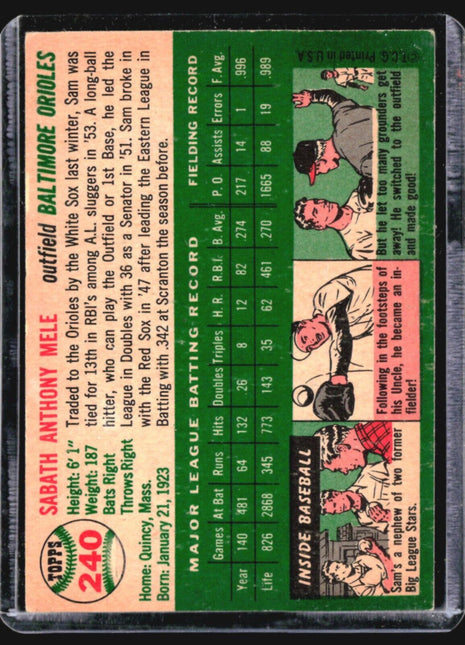 1954 Topps - #240 Sam Mele
