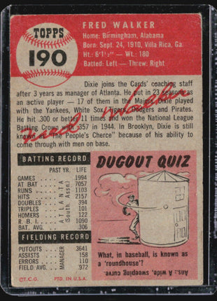 1953 Topps - #190 Dixie Walker (RC)