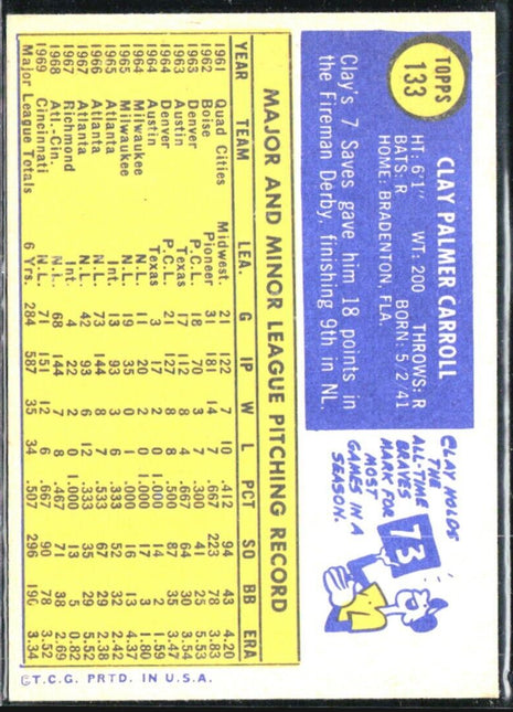 1970 Topps Clay Carroll #133
