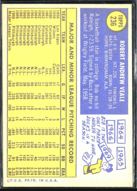 1970 Topps - #236 Bob Veale