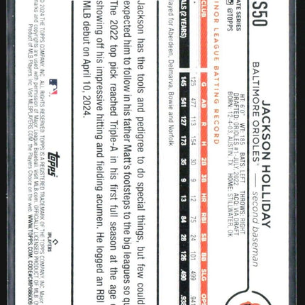 2024 Topps Update Series - #US50 Jackson Holliday (RC) Rainbow Foil