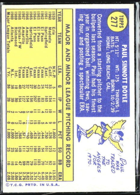 1970 Topps - #277 Paul Doyle (RC)