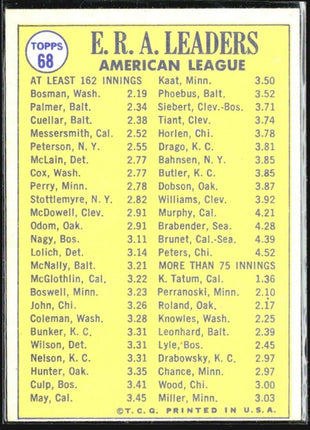 1970 Topps #68 Dick Bosman Jim Palmer Mike Cuellar