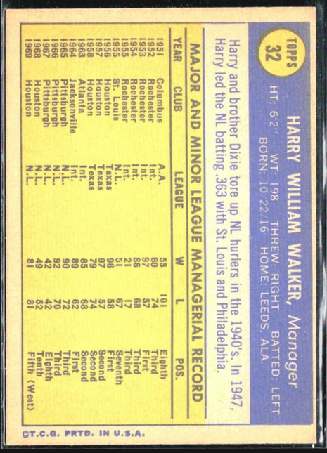 1970 Topps - #32 Harry Walker