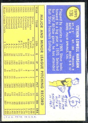 1970 Topps - #136 Steve Hargan