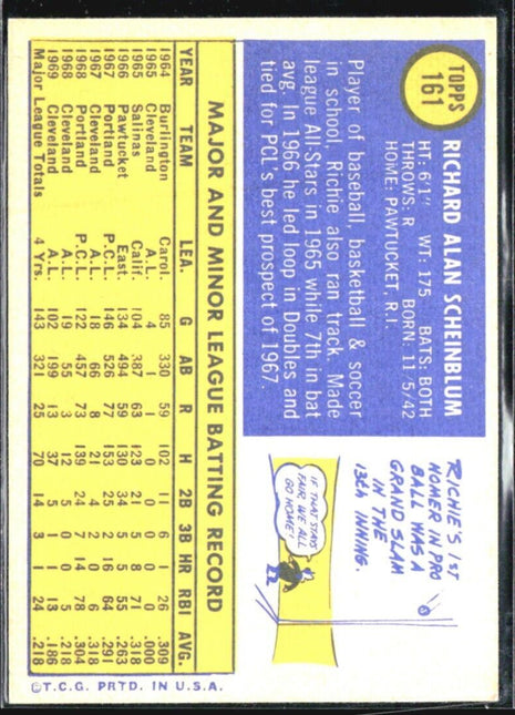 1970 Topps - #161 Richie Scheinblum
