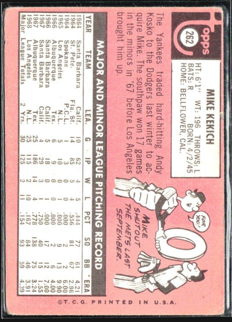 1969 Topps Mike Kekich #262