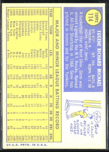 1970 Topps - #114 Gene Michael