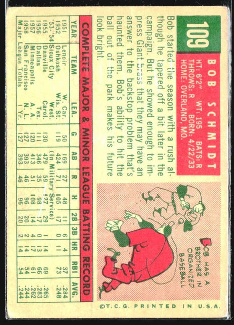 1959 Topps - #109 Bob Schmidt