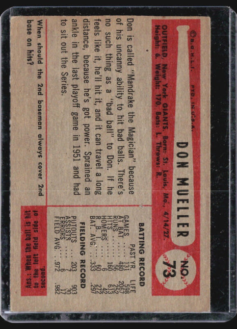 1954 Bowman - #73 Don Mueller
