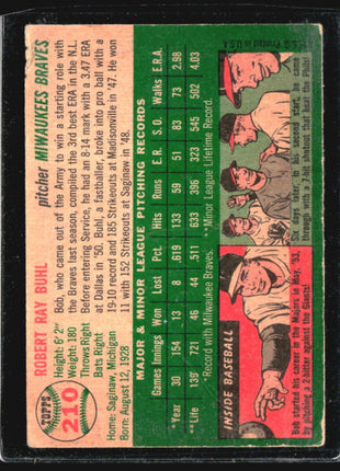 1954 Topps - #210 Bob Buhl (RC)