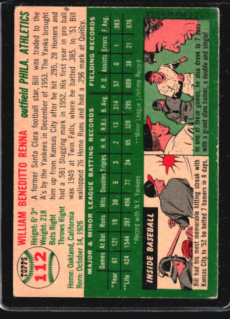 1954 Topps - #112 Bill Renna (RC)