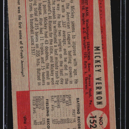 1954 Bowman - #152 Mickey Vernon
