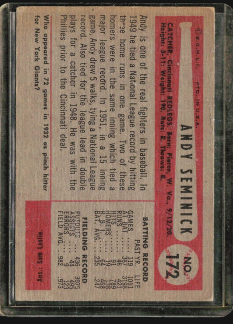 1954 Bowman - #172 Andy Seminick