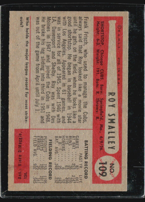 1954 Bowman - #109 Roy Smalley
