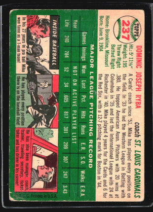 1954 Topps - #237 Mike Ryba (RC)