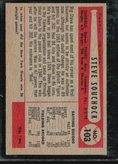 1954 Bowman - #103 Steve Souchock