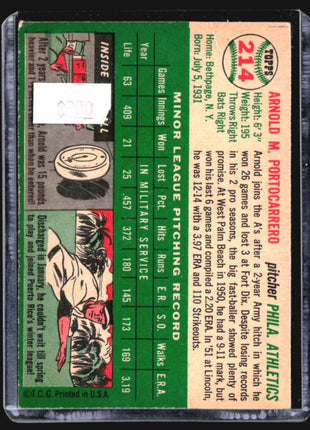 1954 Topps - #214 Arnie Portocarrero (RC)