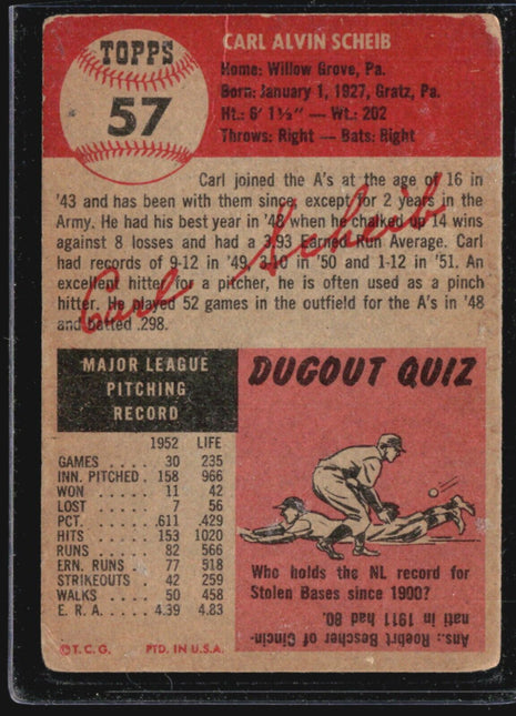 1953 Topps - #57 Carl Scheib