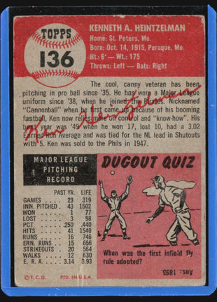 1953 Topps -  #136 Ken Heintzelman