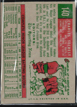 1959 Topps - Sporting News Rookie Stars #140 Charlie Secrest (RC)
