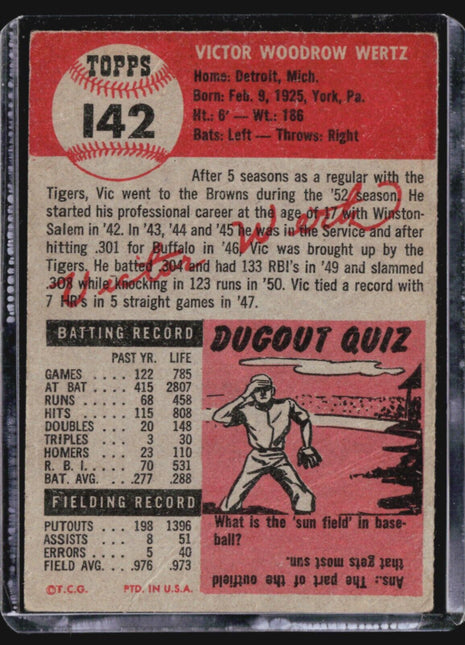 1953 Topps - #142 Vic Wertz