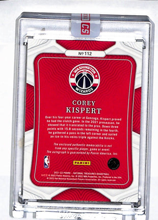 2021-22 National Treasures Corey Kispert Acetate Rc Patch Auto /24 Logo #112