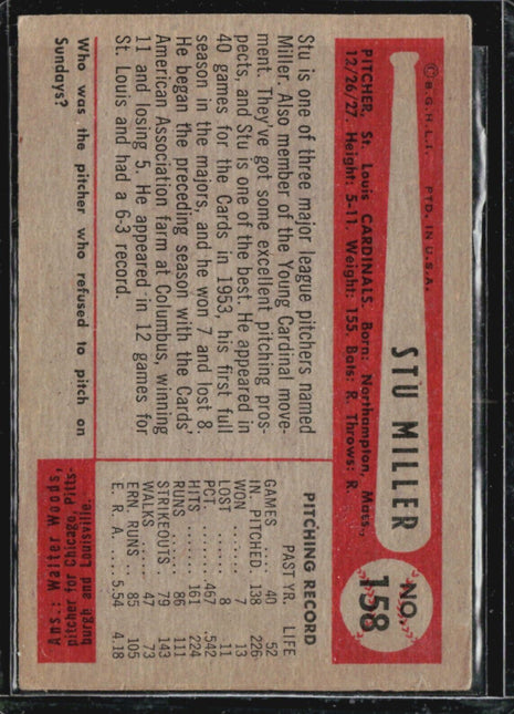1954 Bowman - #158 Stu Miller