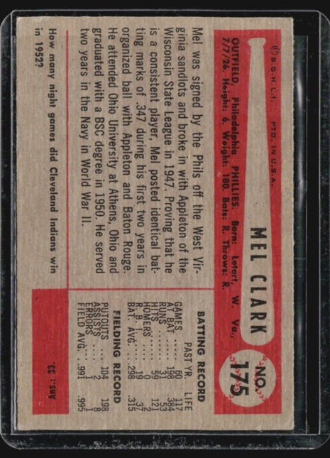 1954 Bowman - #175 Mel Clark