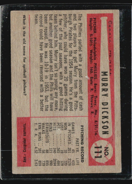1954 Bowman - #111 Murry Dickson