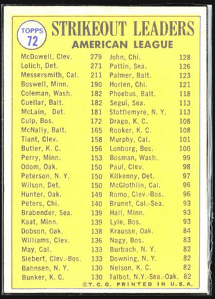 1970 Topps #72 Sam McDowell Mickey Lolich Andy Messersmith