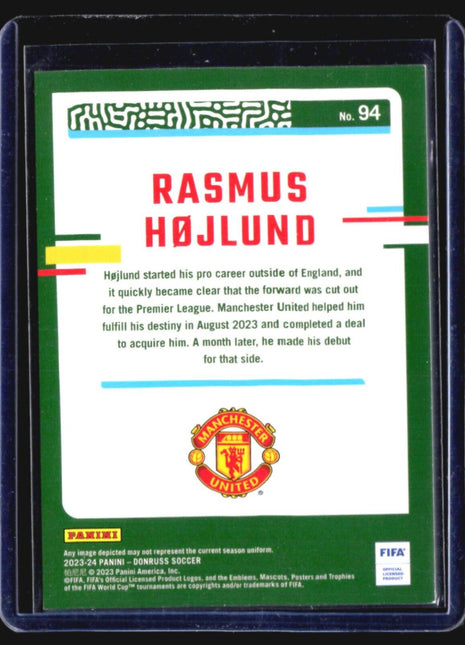 2023-24 Panini Donruss FIFA - #94 Rasmus Hojlund Purple /25