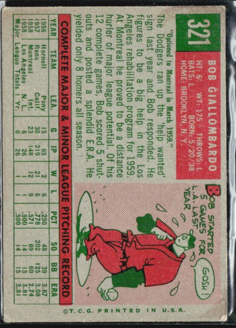 1959 Topps #321 Bob Giallombardo