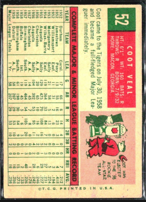 1959 Topps - #52 Coot Veal (RC)