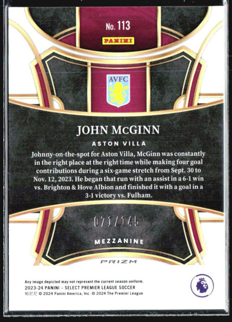 2023-24 Panini Select Mezzanine #113 John McGinn Orange Ice /145