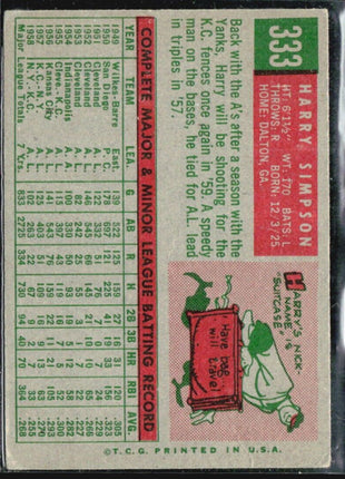 1959 Topps - #333 Harry Simpson