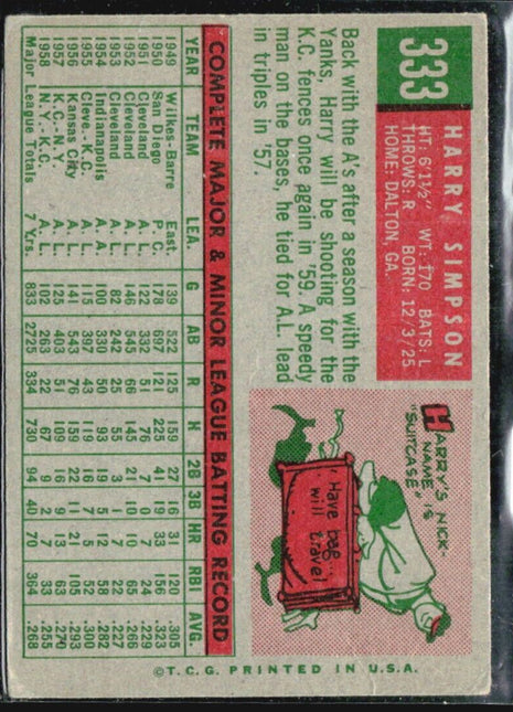 1959 Topps - #333 Harry Simpson