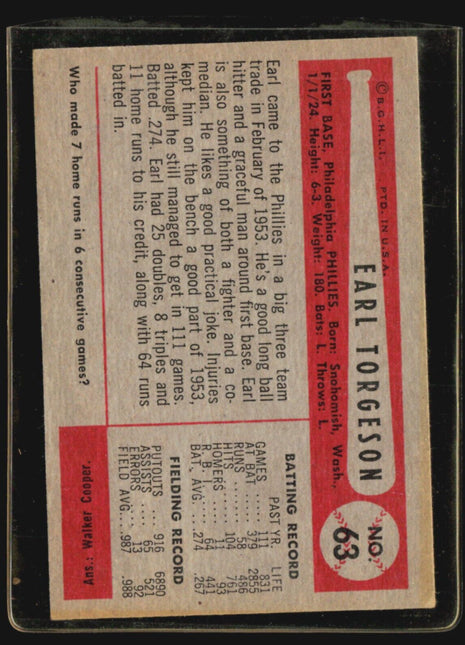 1954 Bowman - #63 Earl Torgeson