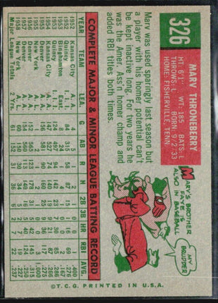 1959 Topps - #326 Marv Throneberry