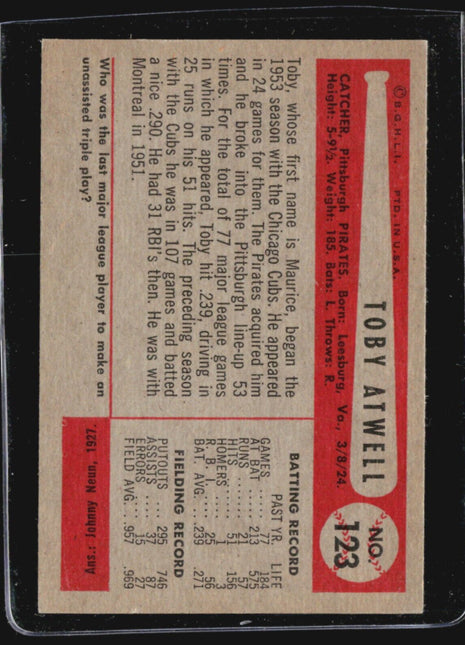 1954 Bowman #123 Toby Atwell