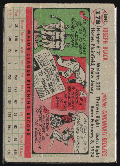 1956 Topps - Gray Back #178 Joe Black