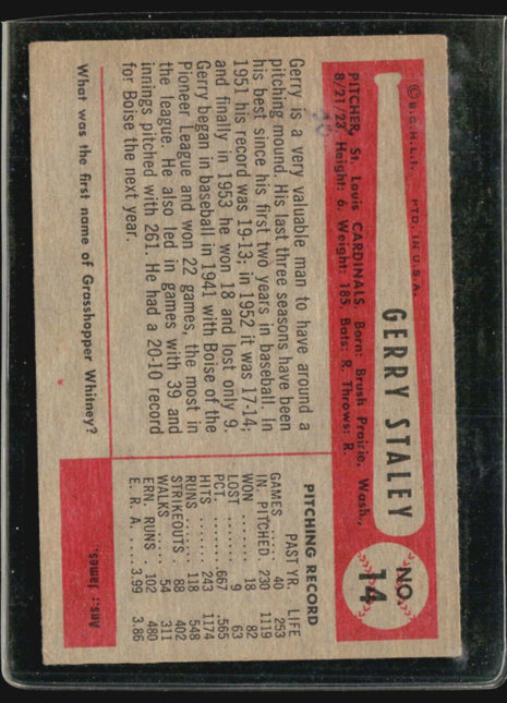 1954 Bowman - #14 Gerry Staley
