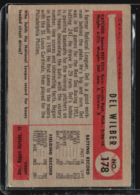 1954 Bowman - #178 Del Wilber