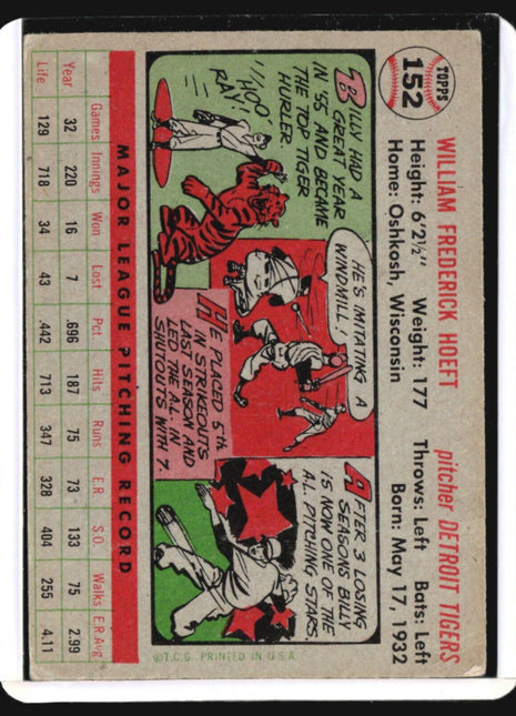 1956 Topps - Gray Back #152 Billy Hoeft