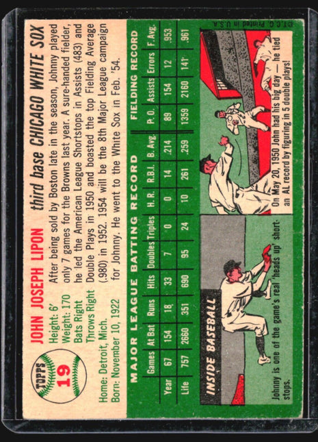 1954 Topps -#19 Johnny Lipon